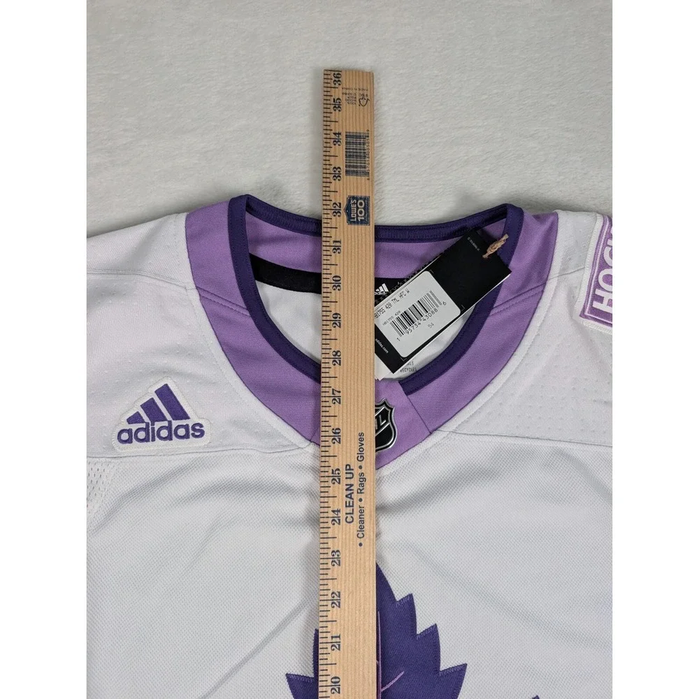 Toronto Maple Leafs Hockey‎ Fights Cancer Adidas Jersey sz 54 White Purple NWT